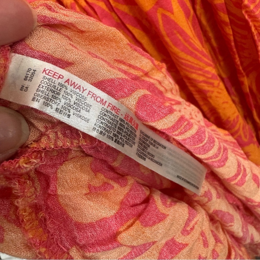 Free People Tiers For You Floral Maxi Dress Orange & Pink Crochet Medium Flowy - Picture 9 of 11